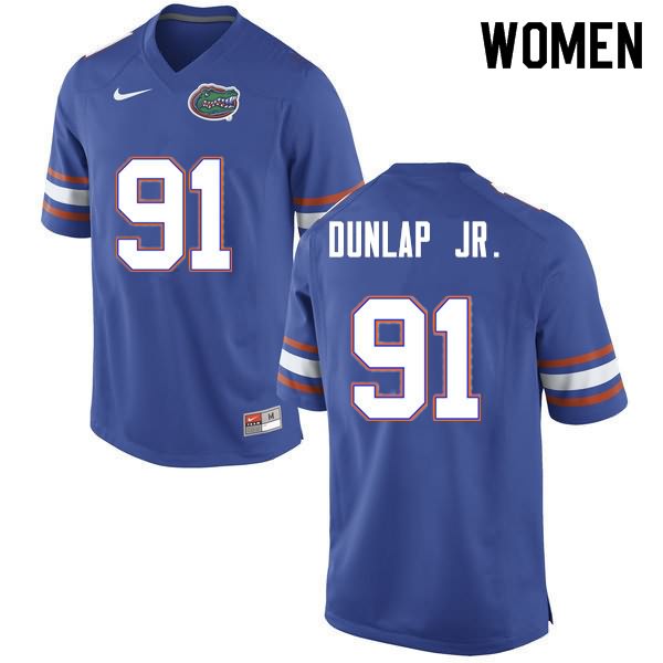 Women's NCAA Florida Gators Marlon Dunlap Jr. #91 Stitched Authentic Nike Blue College Football Jersey QPZ0065NG